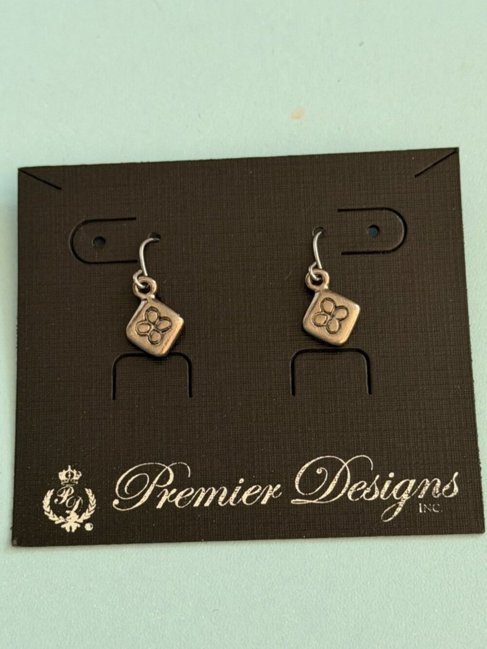 Premier Designs "Clover" Antiqued silver-tone Plated Dangle Earrings-New